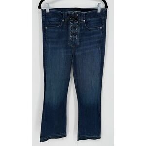 VERONICA BEARD CAROLYN HIGH RISE BABY BOOT JEANS DARK WASH LACE UP FRONT SIZE 30